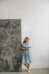 Loose ruffled linen dress