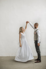 Linen beach wedding dress