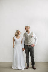 Linen beach wedding dress