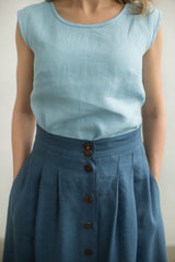 Long linen button down skirt