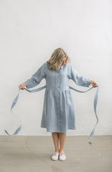 Loose linen shirt dress