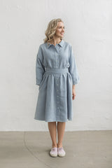 Loose linen shirt dress