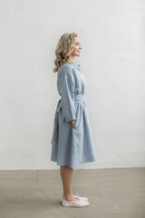 Loose linen shirt dress