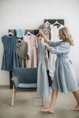 Loose linen shirt dress