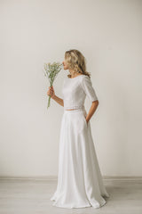 Linen crop top wedding dress