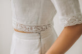 Linen crop top wedding dress