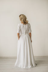 Linen crop top wedding dress