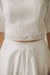 Linen crop top wedding dress