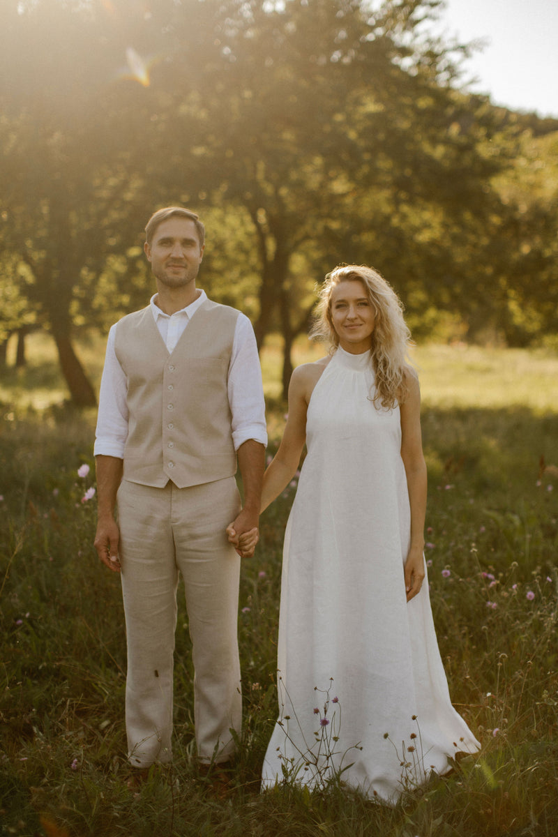 Linen Vineyard Wedding Dress