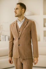 Classic Rustic Linen Wedding Suit (Set of 5)