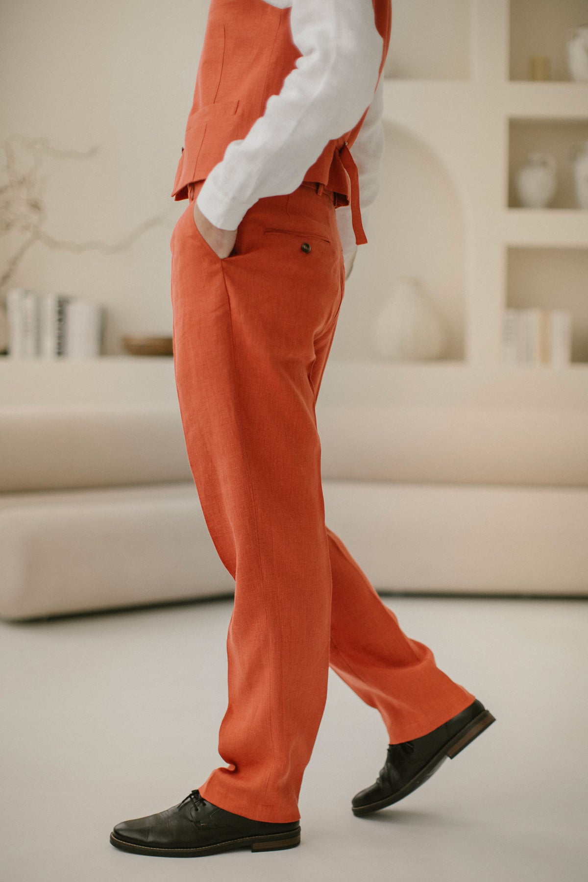 Men's Linen Trousers / Shorts. Handcrafted. World Wide Shipping.  Linen  Wedding Dress