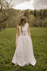 Linen Waistcoat Skirt Set