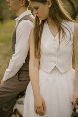 Linen Waistcoat Skirt Set