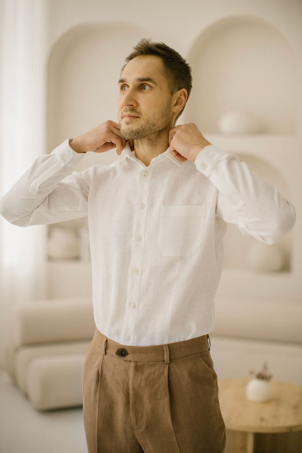 Men's Linen Shirt. Handcrafted. World Wide Shipping.  Linen Wedding Dress