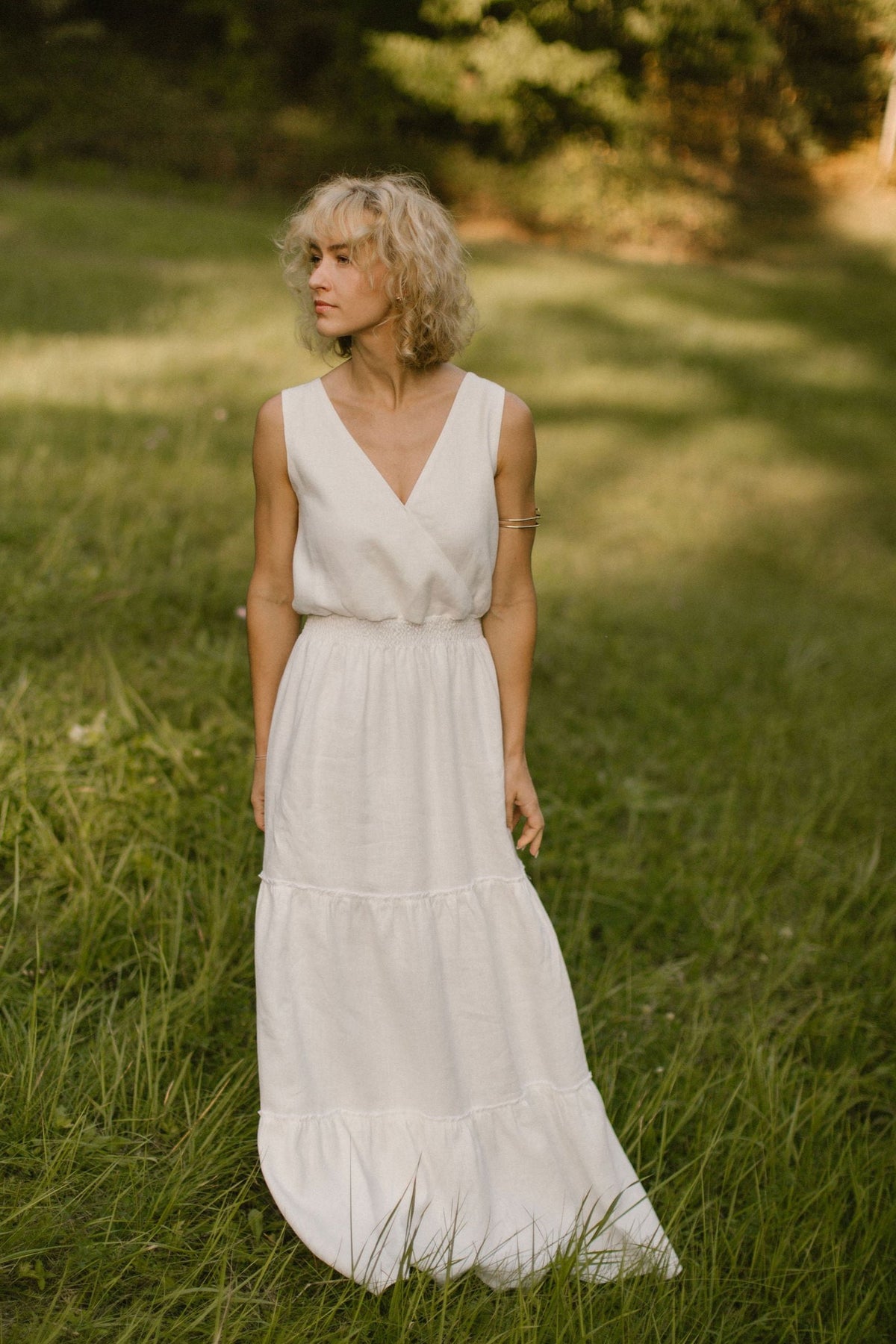 Short linen wedding dress sales