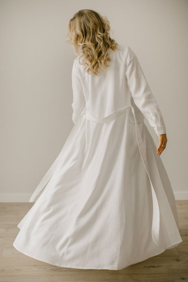 Long Linen Wedding Coat