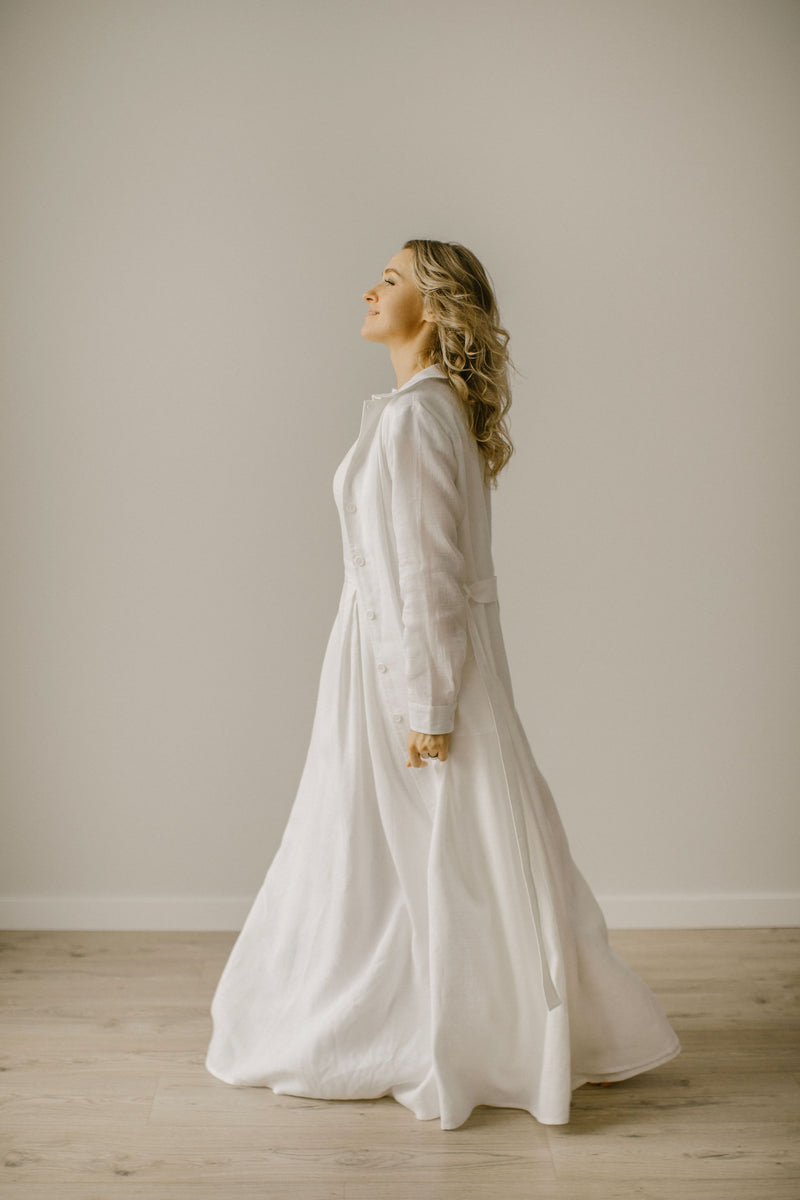 Long Linen Wedding Coat