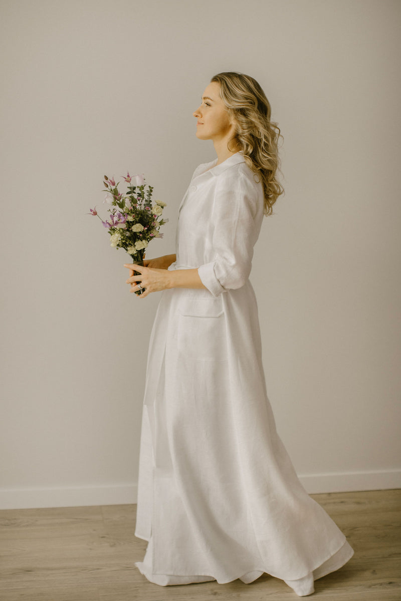 Long Linen Wedding Coat