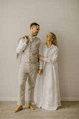 Long Linen Wedding Coat