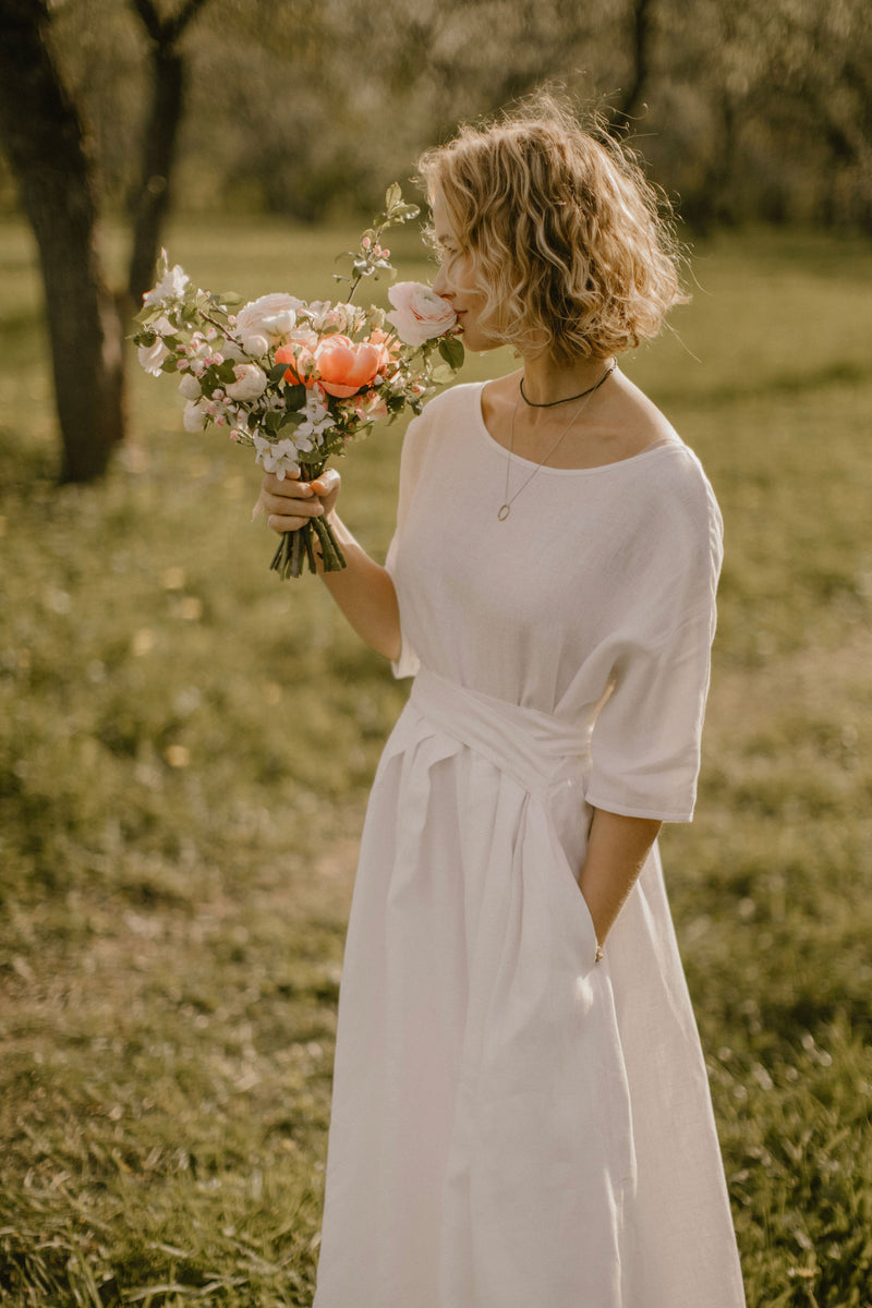 linen hippie wedding dress Hippie Wedding Dress in Boho Style