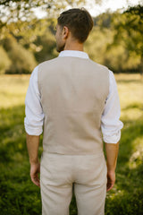 Linen Trousers, Shirt, Waistcoat Set (Set Of 3)