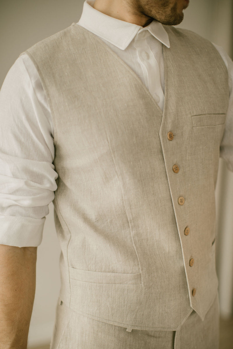 Linen Trousers Waistcoat Set