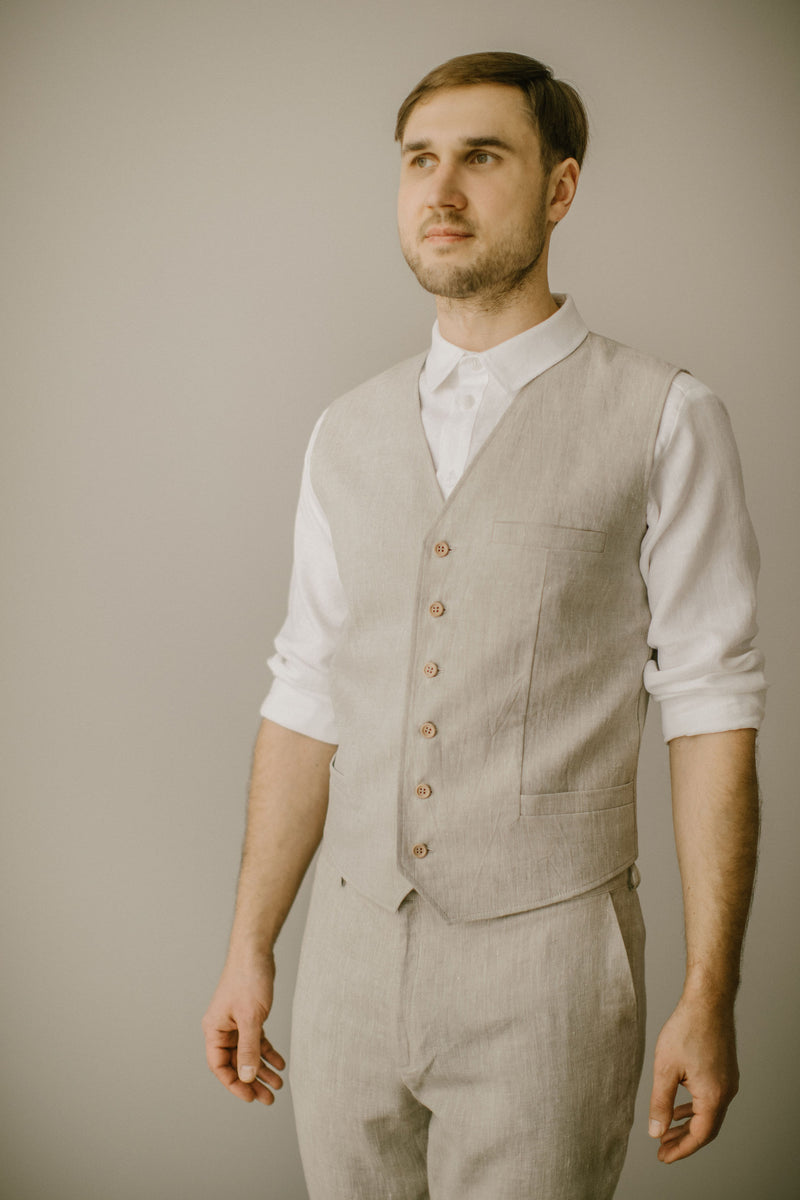 Linen Trousers Waistcoat Set