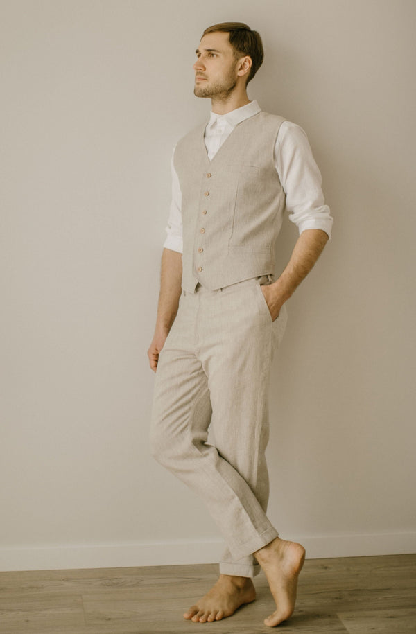 Linen Trousers Waistcoat Set