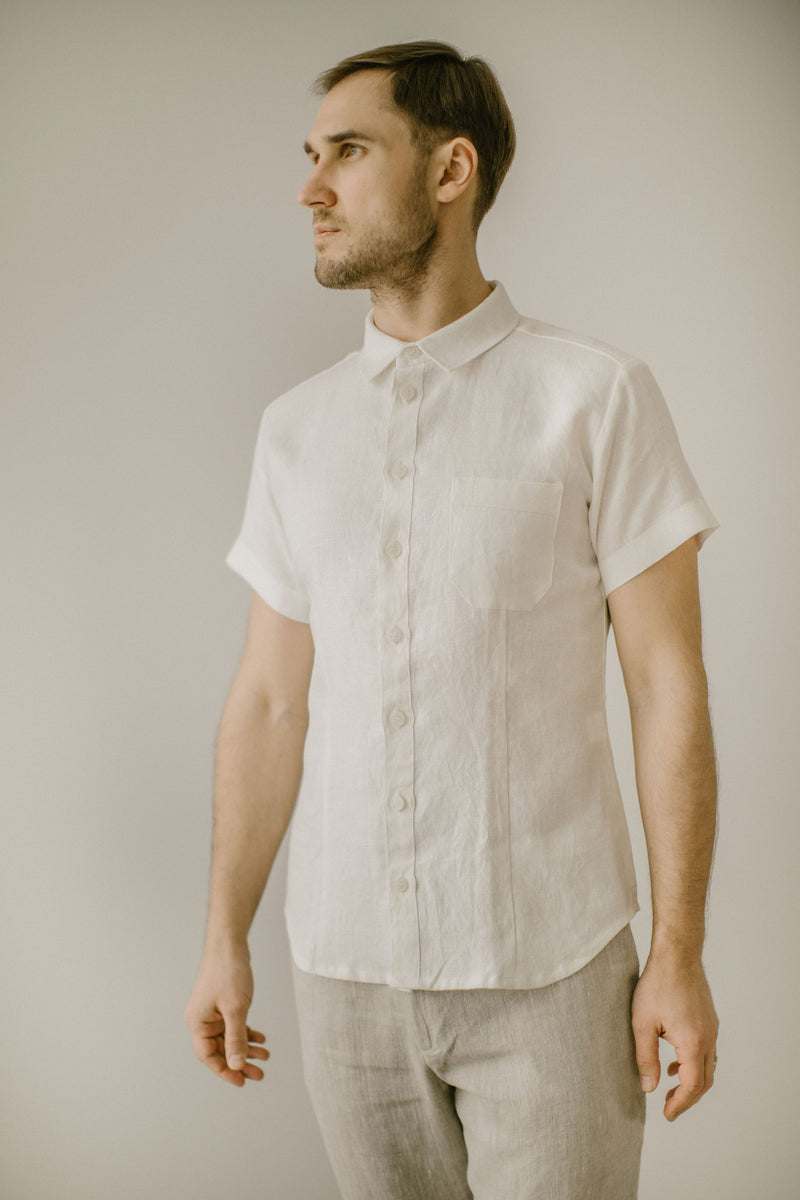 Short Sleeve Linen Shirt For Men