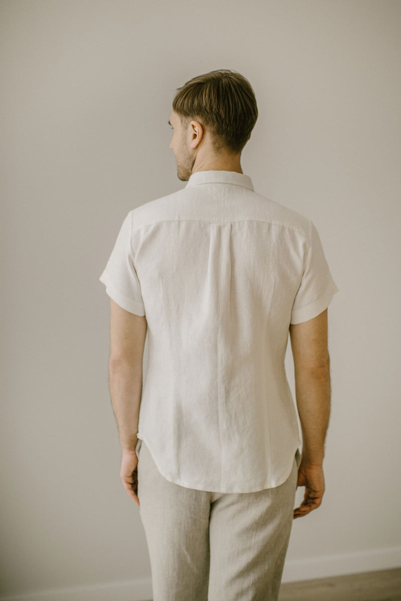 Short Sleeve Linen Shirt For Men