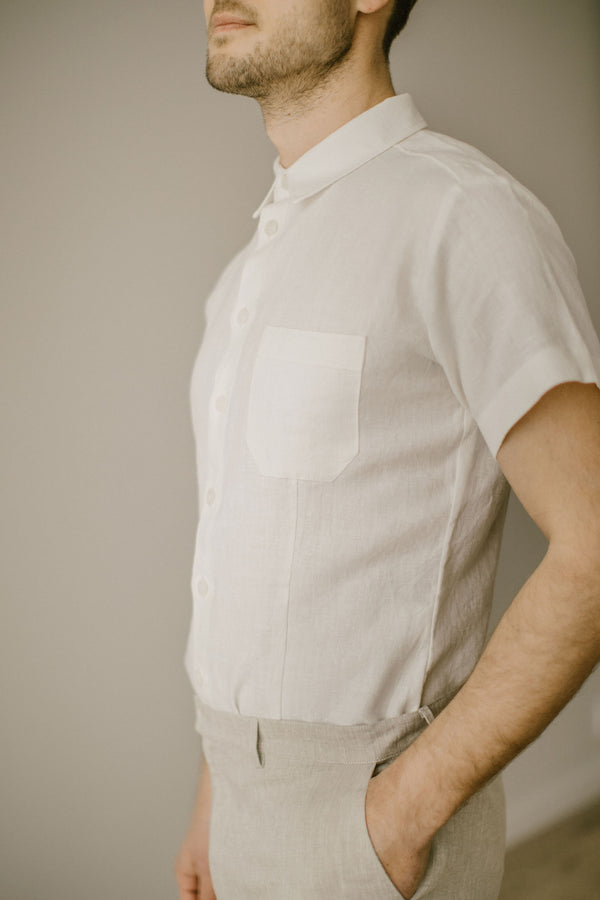 Short Sleeve Linen Shirt For Men