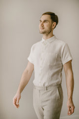 Short Sleeve Linen Shirt For Men