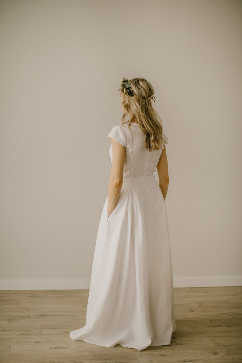 A-Line Linen Wedding Dress