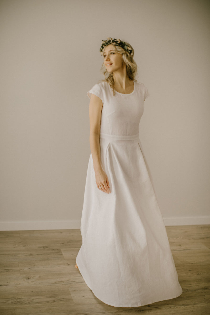 A-Line Linen Wedding Dress