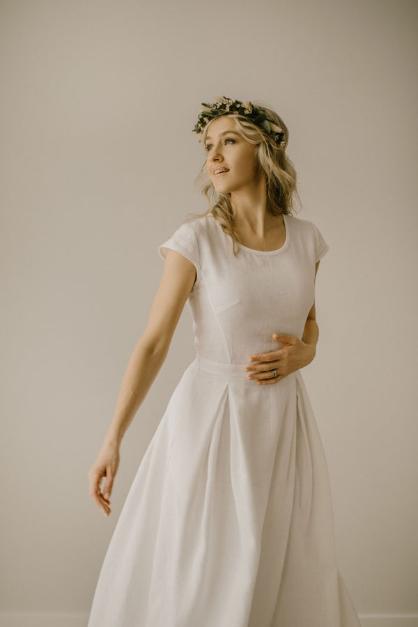 A-Line Linen Wedding Dress