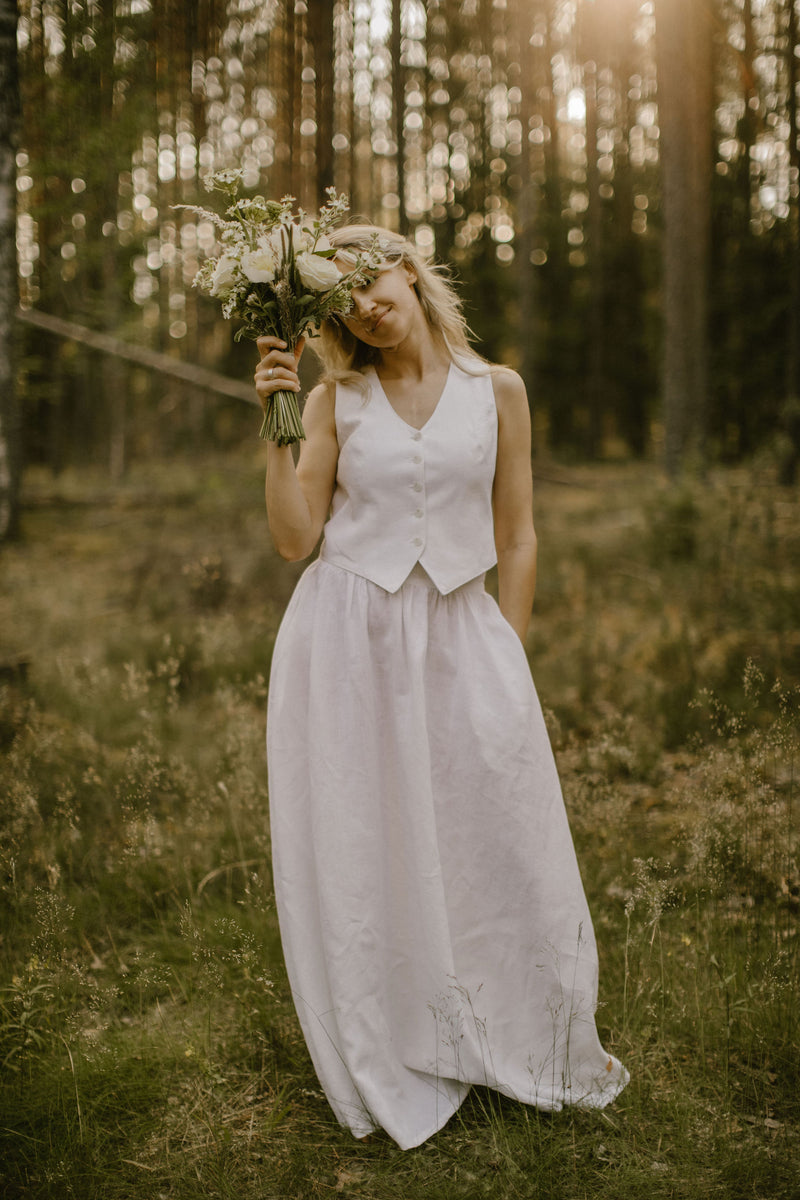 Linen Bridal Waistcoat Skirt Set