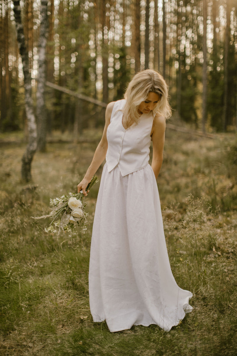 Linen Bridal Waistcoat Skirt Set