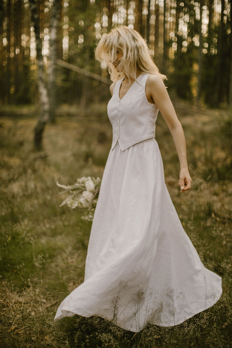 Linen Bridal Waistcoat Skirt Set