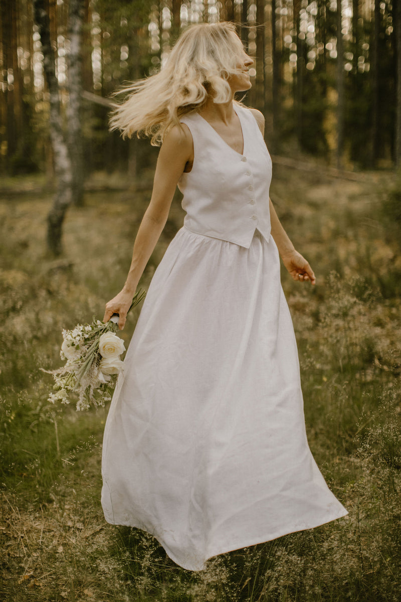 Linen Bridal Waistcoat Skirt Set