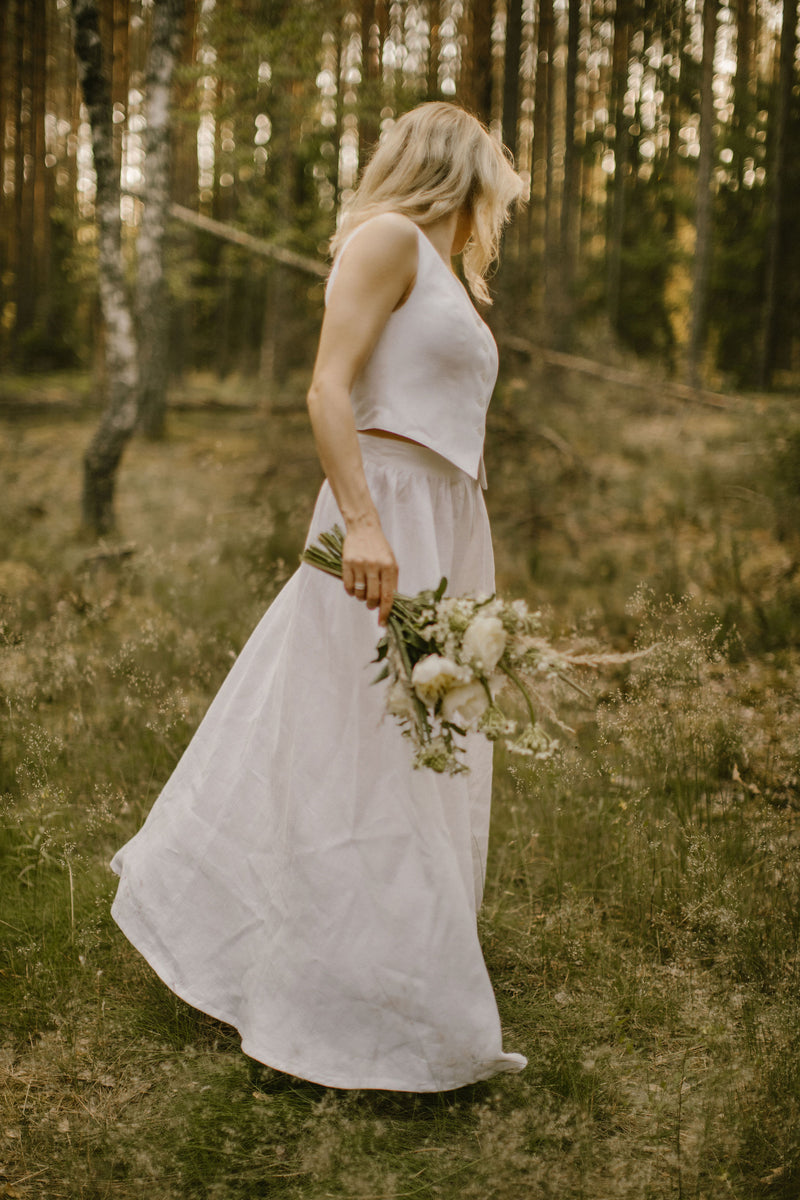 Linen Bridal Waistcoat Skirt Set