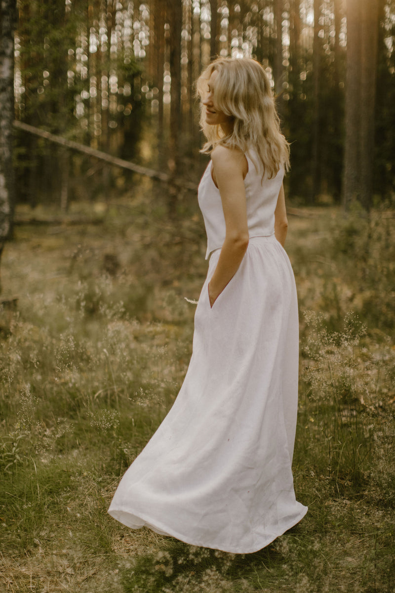 Linen Bridal Waistcoat Skirt Set