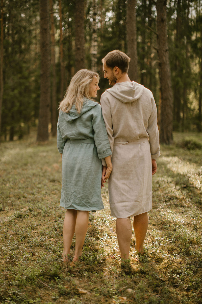 Linen Hooded Bathrobe