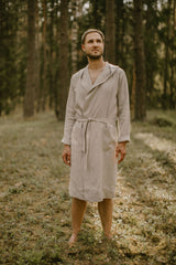 Linen Hooded Bathrobe