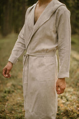 Linen Hooded Bathrobe