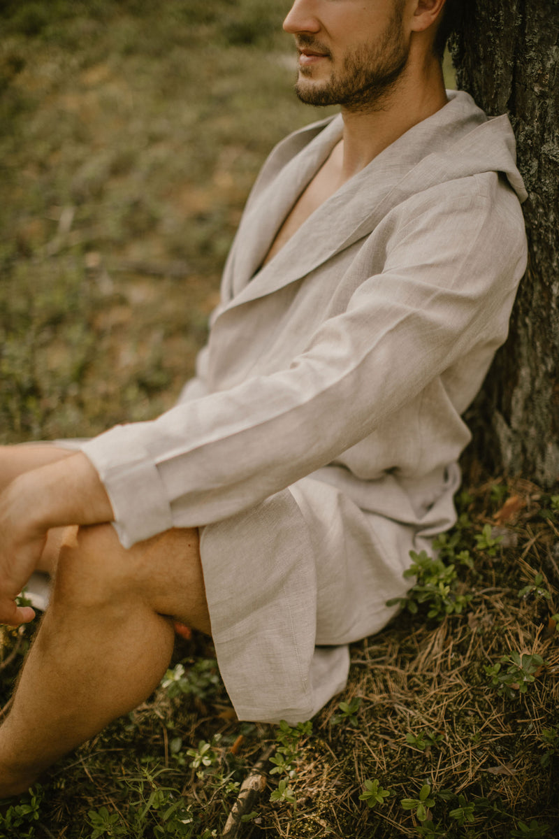 Linen Hooded Bathrobe