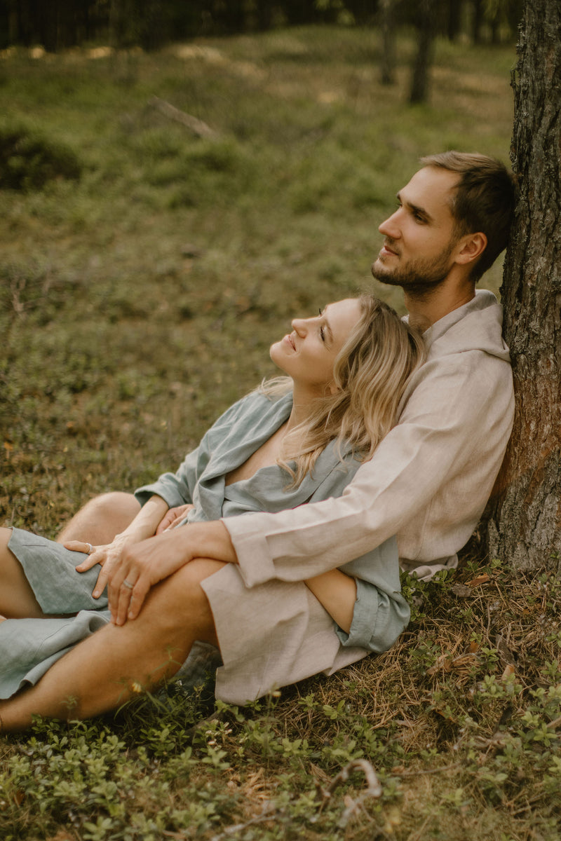 Linen Hooded Bathrobe