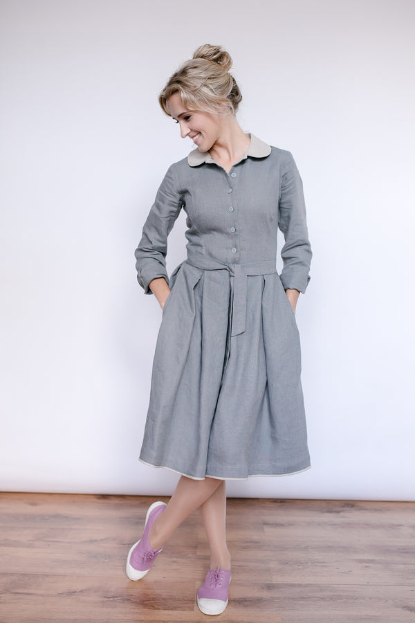 Linen Peter Pan collar dress