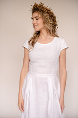 Linen modest wedding dress