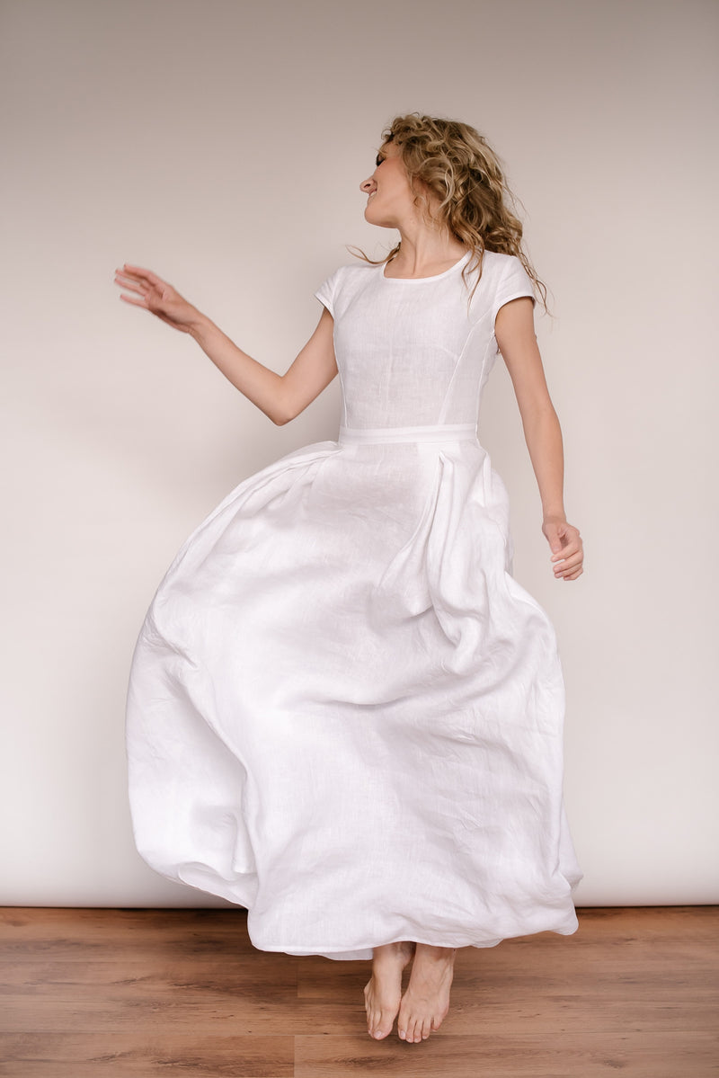 A-Line Linen Wedding Dress