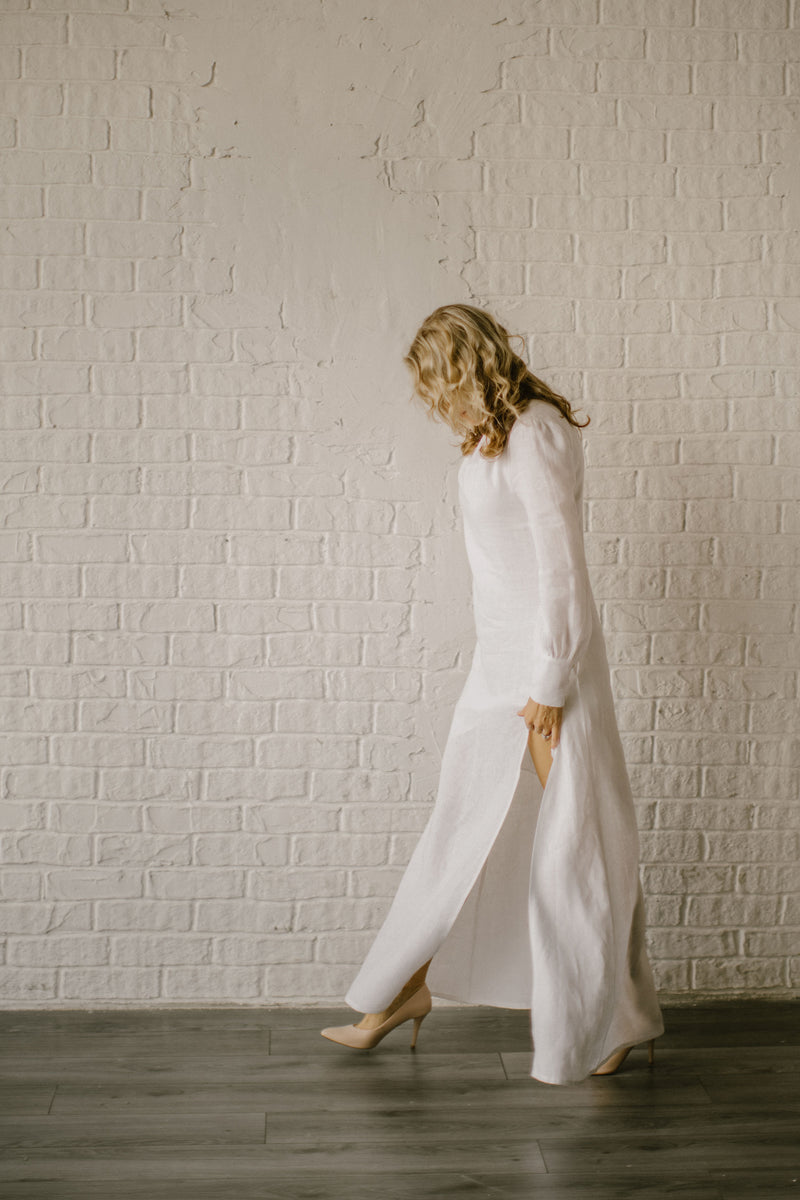 Long Sleeve Linen Wedding Dress. Handcrafted. World Wide Shipping. Long Sleeve Linen Wedding Dress. Handcrafted. World Wide Shipping.